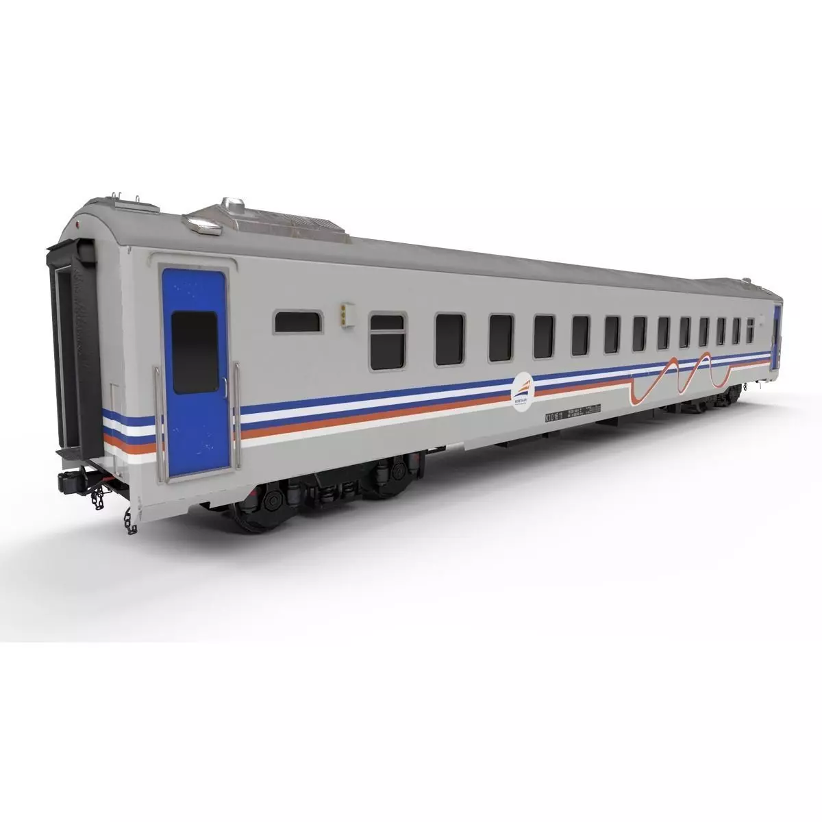 Carriage amtrak train car Low-poly 3D model_0