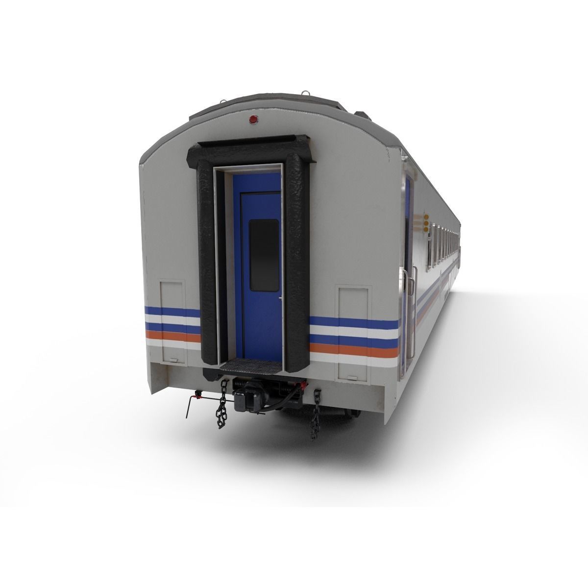Carriage amtrak train car Low-poly 3D model_1