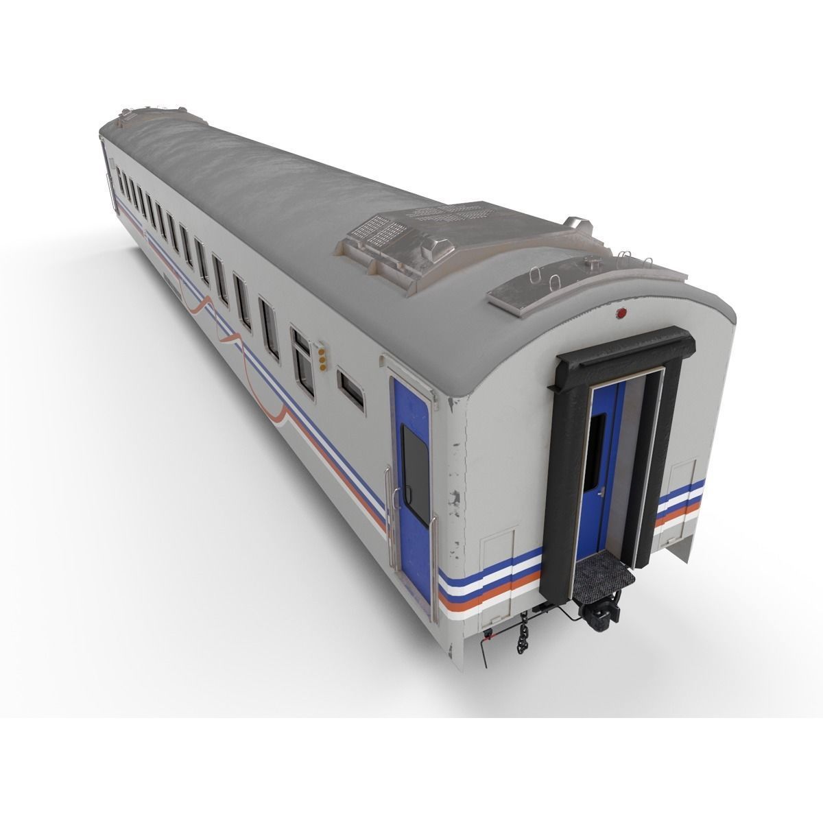 Carriage amtrak train car Low-poly 3D model_2