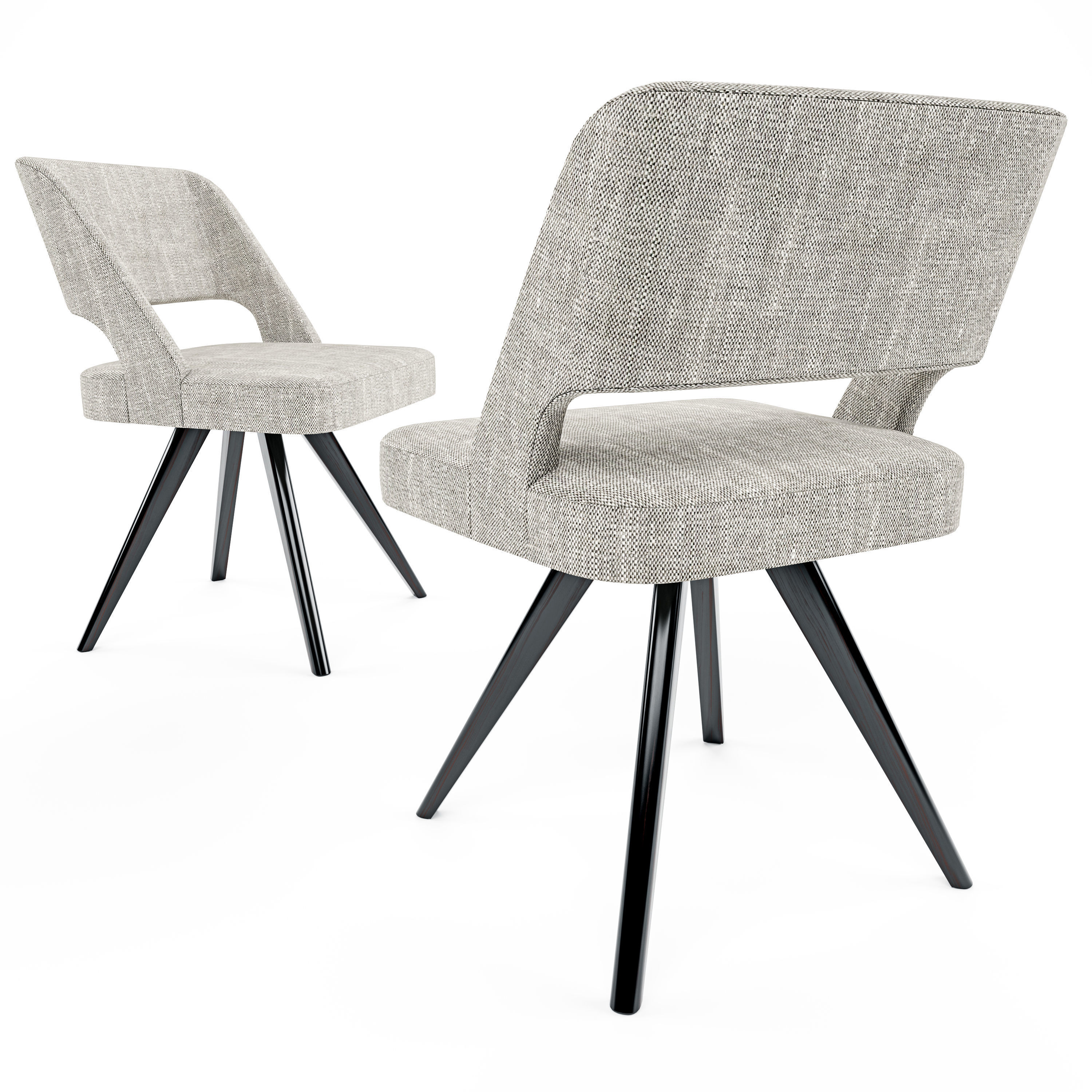 Minotti Set round dining table with four chairs and lamp 3D model_2