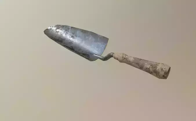 Low Poly Trowel Dirty Tool Low-poly 3D model