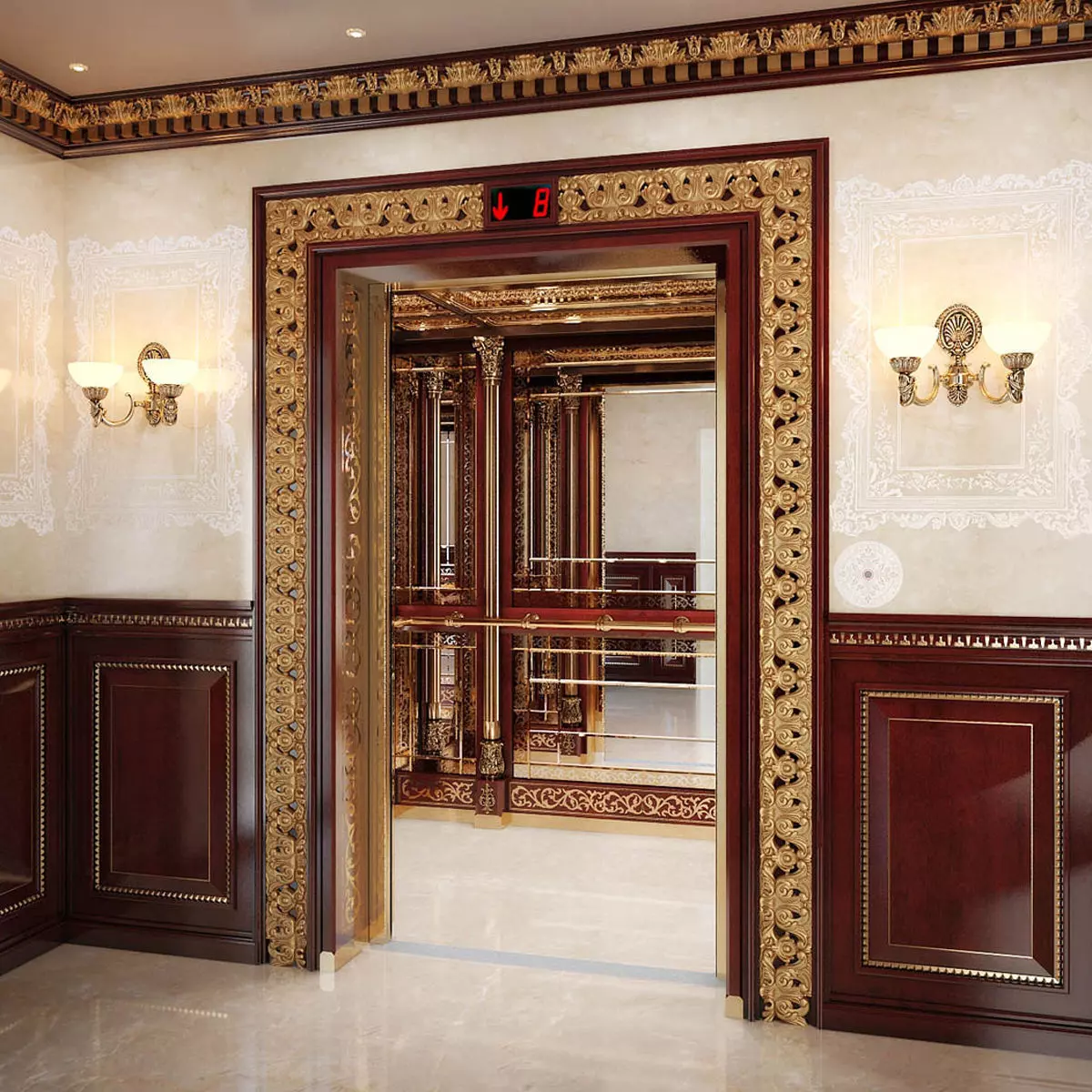 Classic mirror elevator 3D model_0