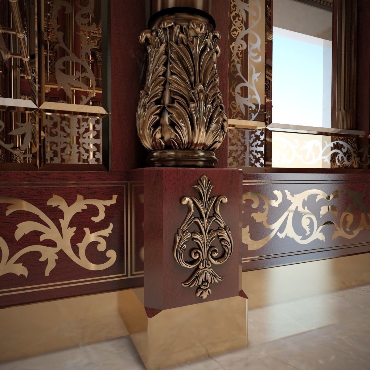 Classic mirror elevator 3D model_7