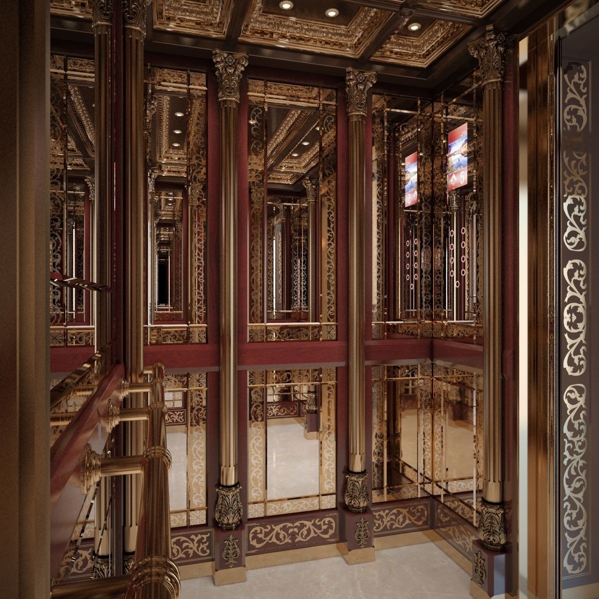 Classic mirror elevator 3D model_4