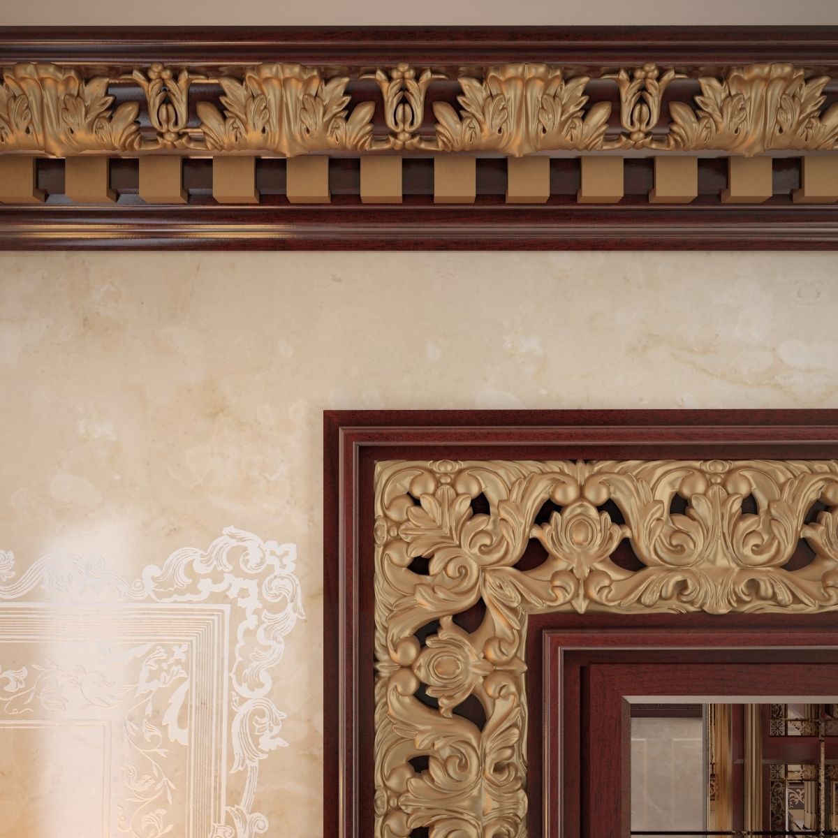 Classic mirror elevator 3D model_2