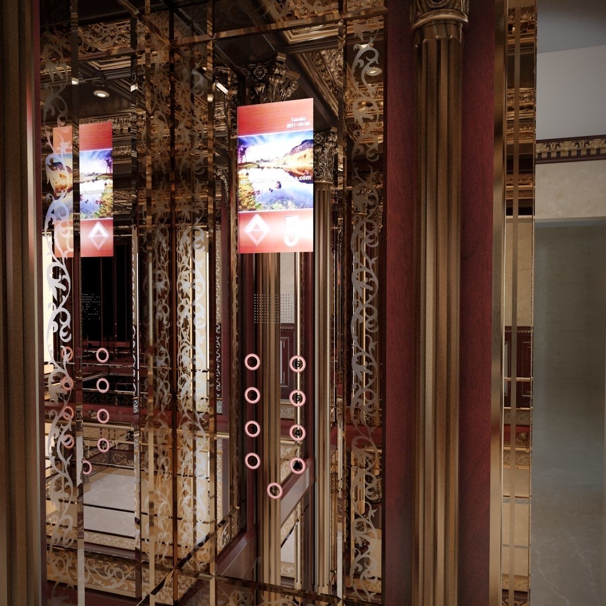 Classic mirror elevator 3D model_13