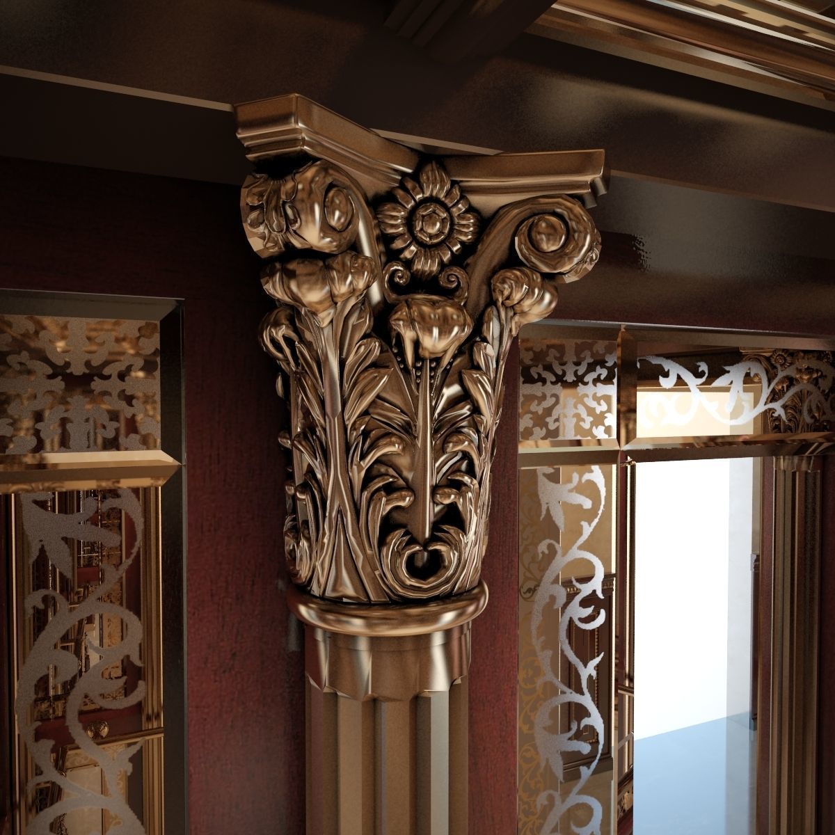 Classic mirror elevator 3D model_6