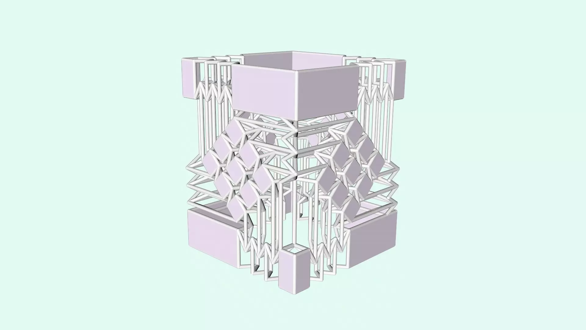 Square Wire Tube Single Tower - Tessellation Origami Inspired 3D print model_0
