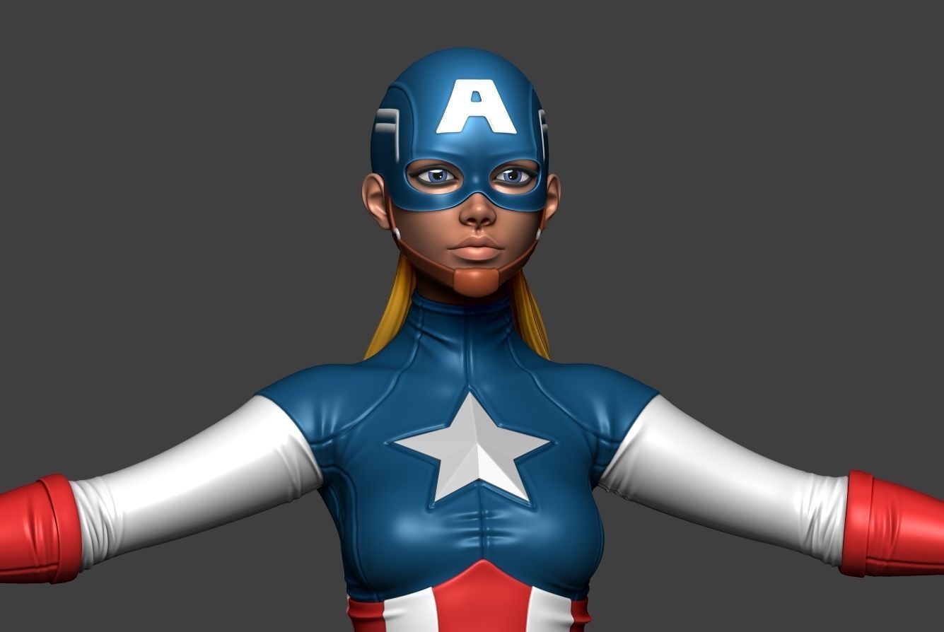 Captain female america 3D model_8