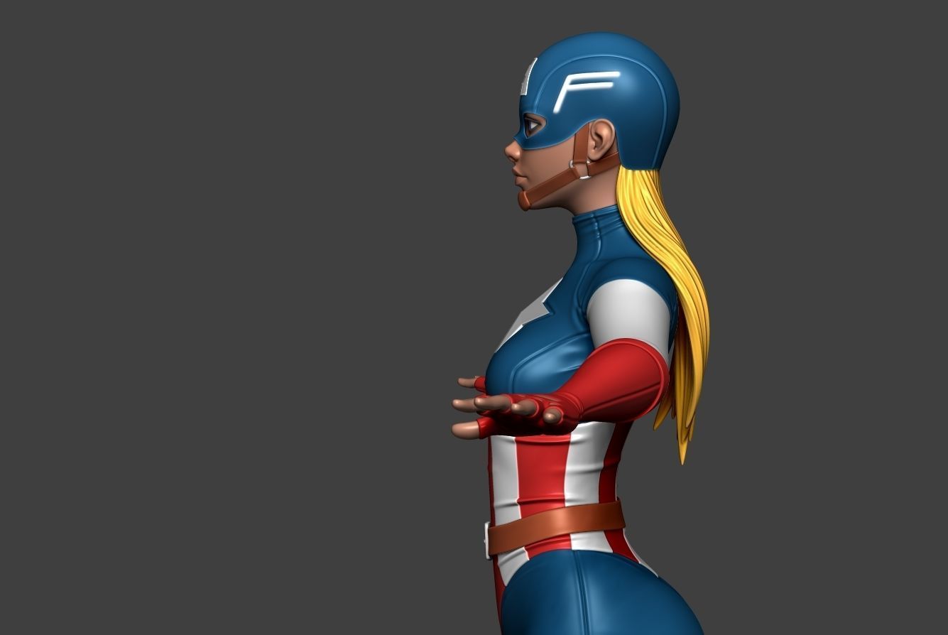 Captain female america 3D model_1