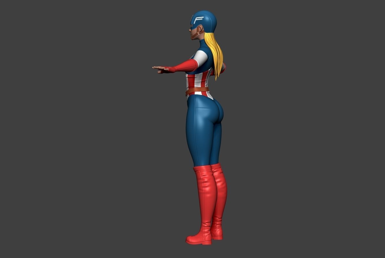 Captain female america 3D model_3
