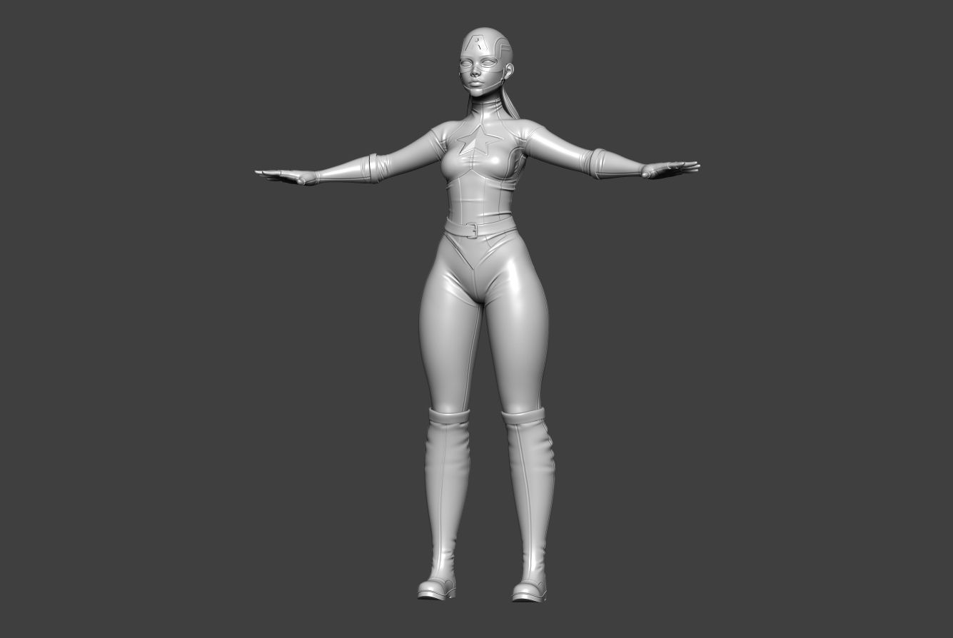 Captain female america 3D model_5