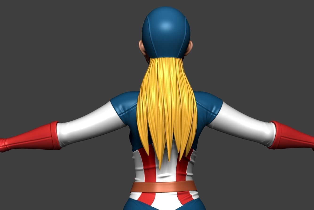 Captain female america 3D model_11