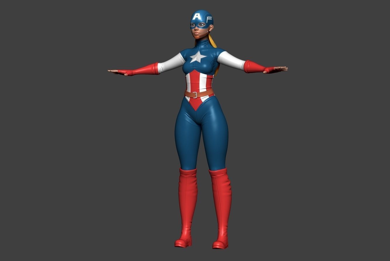 Captain female america 3D model_2