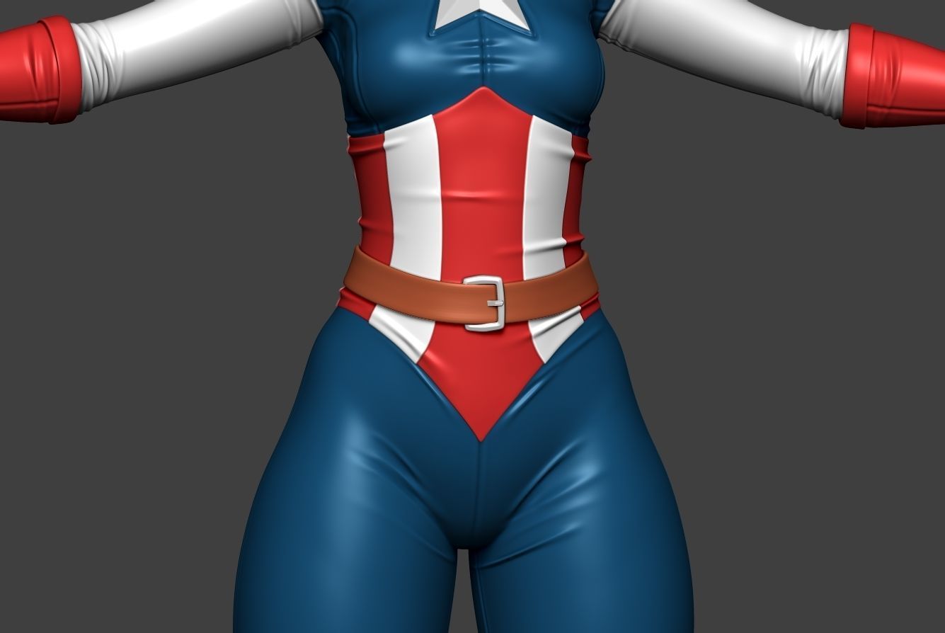 Captain female america 3D model_9