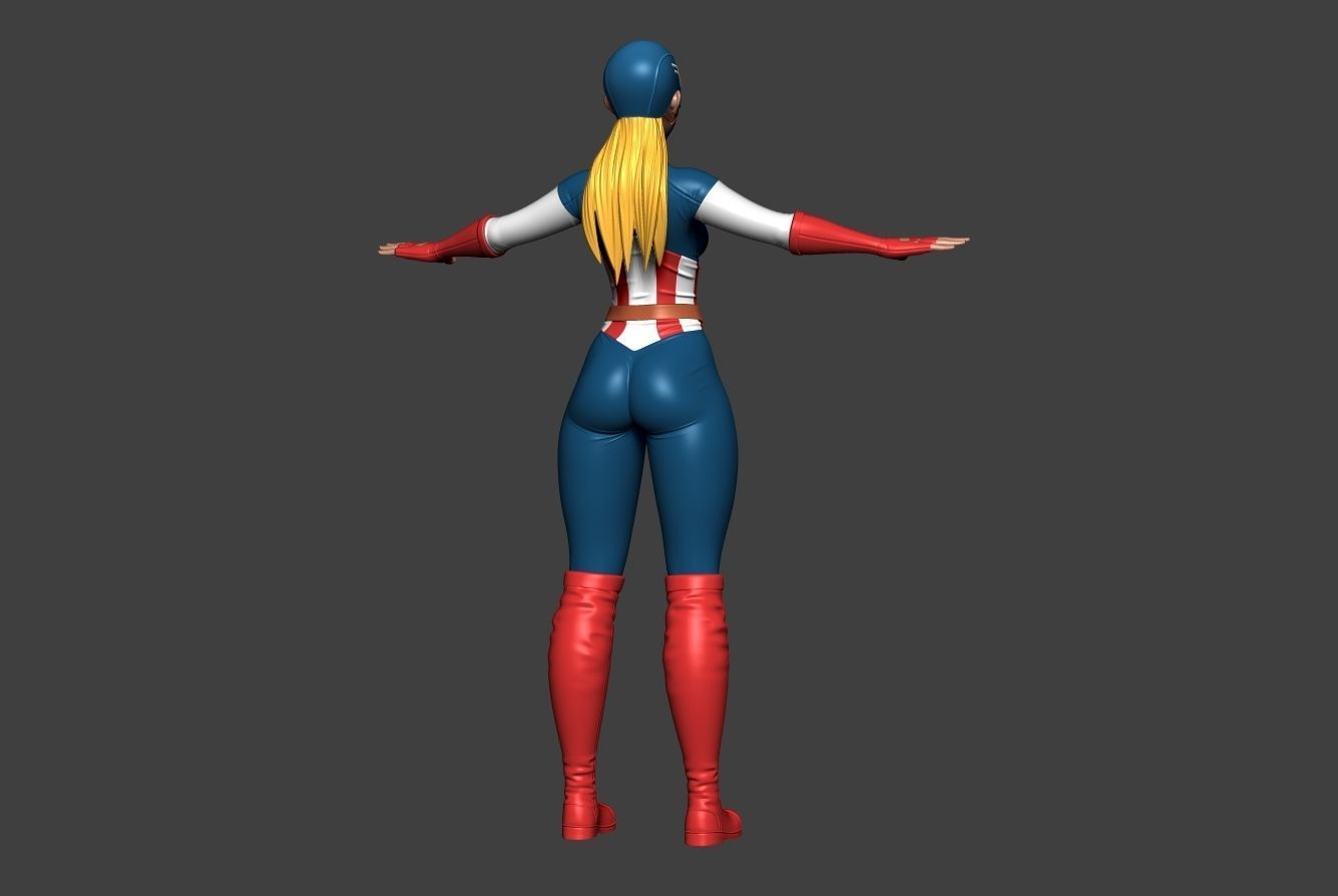 Captain female america 3D model_4