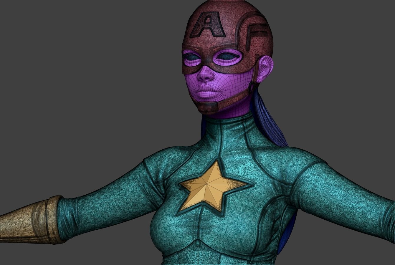 Captain female america 3D model_14