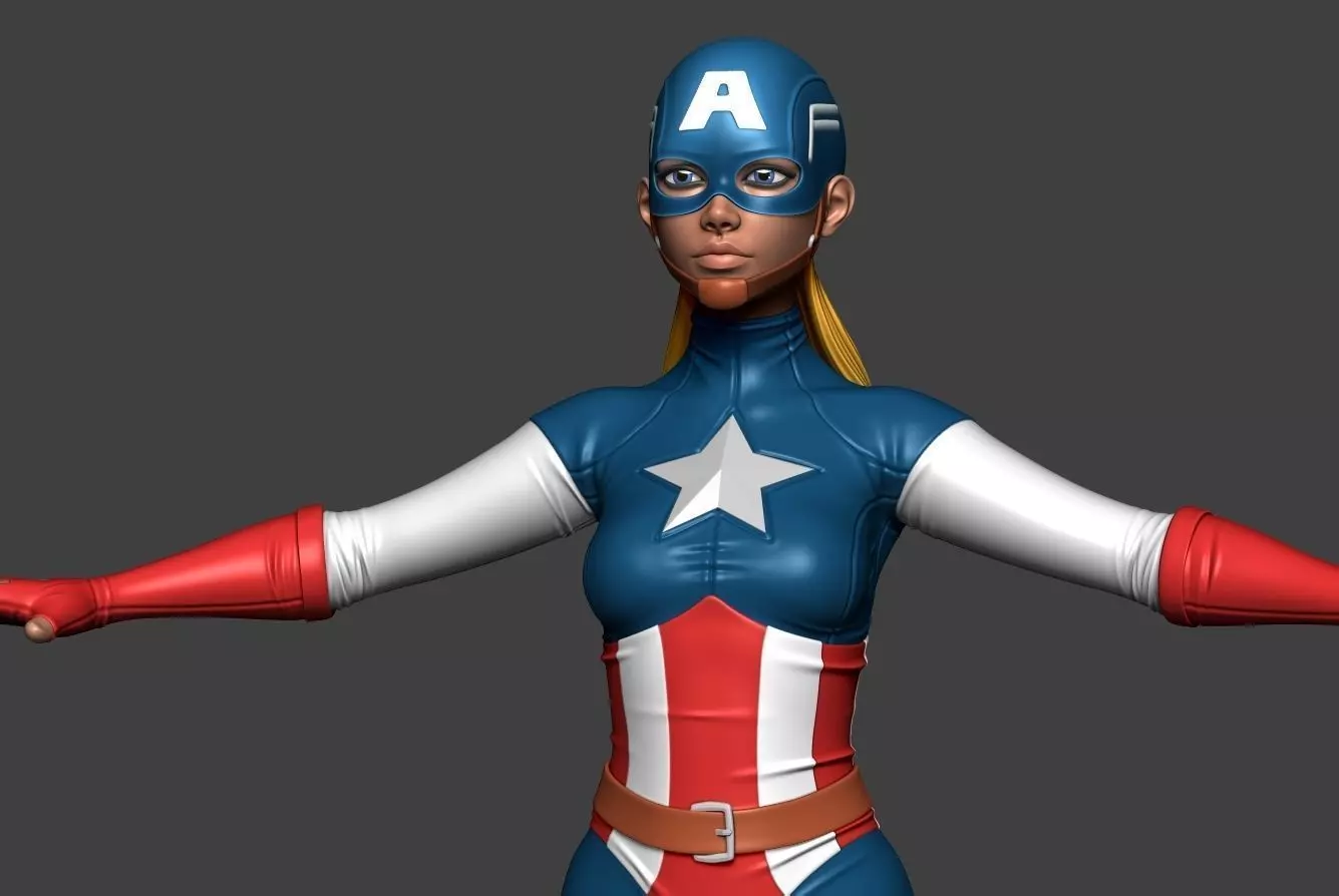 Captain female america 3D model_0