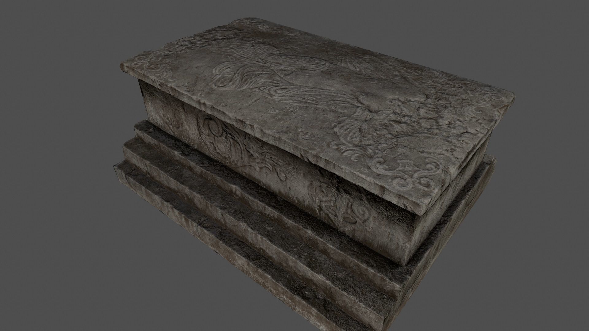 tomb 4 stone coffin Low-poly 3D model_3