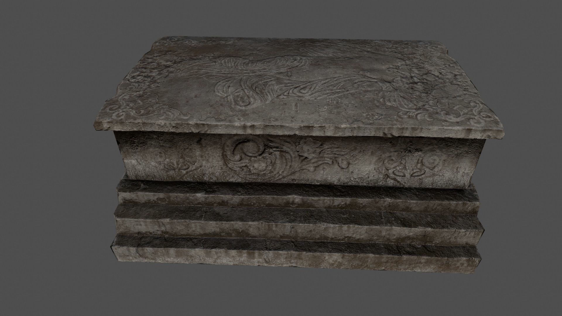 tomb 4 stone coffin Low-poly 3D model_4