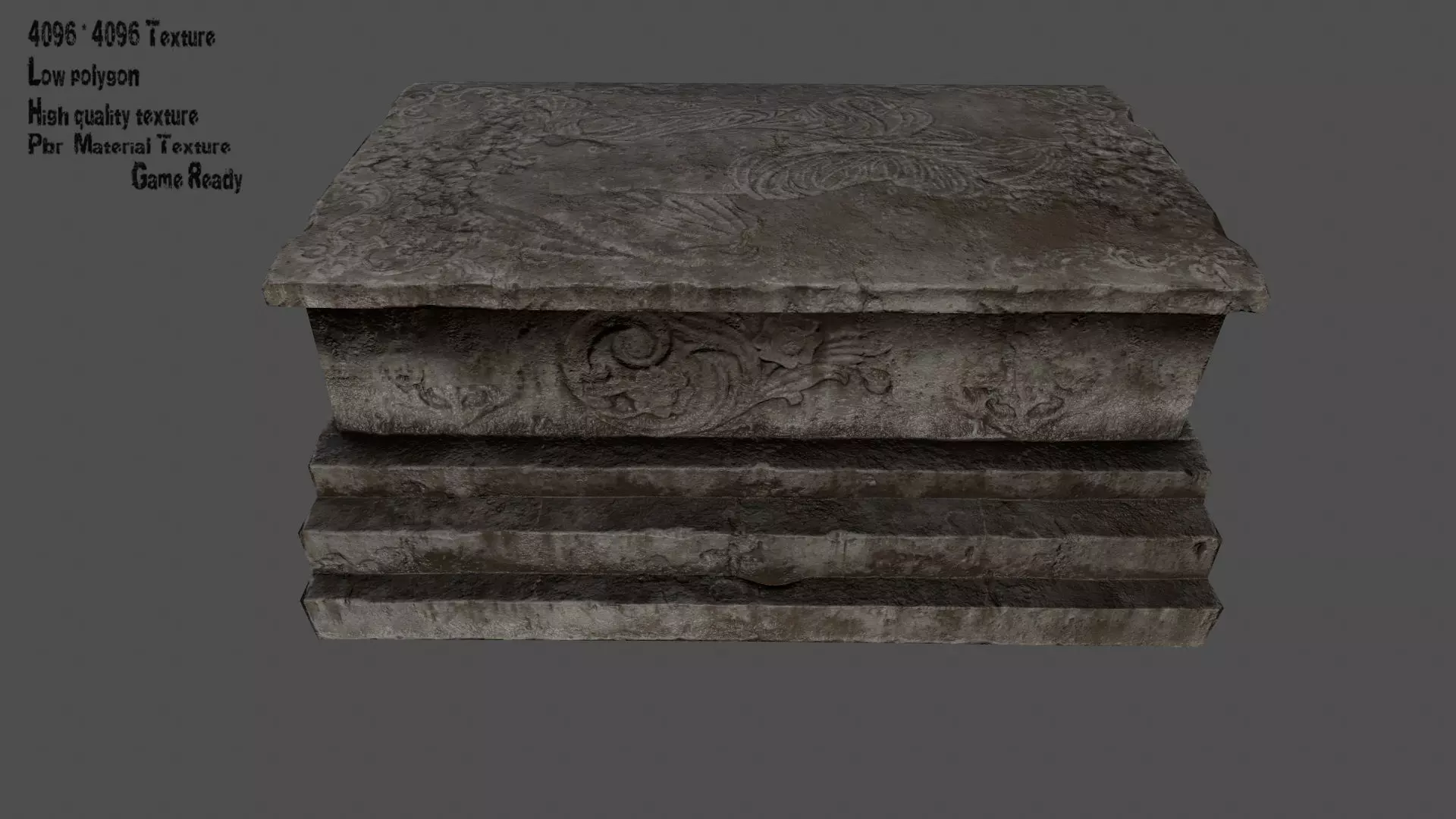 tomb 4 stone coffin Low-poly 3D model_0