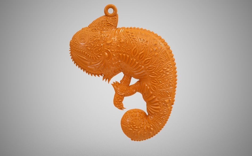 Chameleon Pendant 3D print model_9