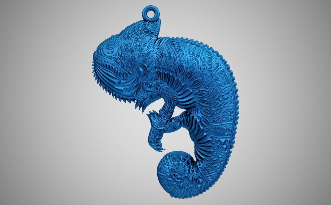 Chameleon Pendant 3D print model_8