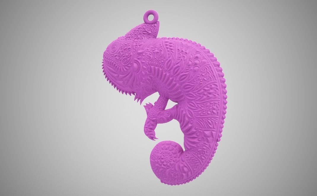 Chameleon Pendant 3D print model_7