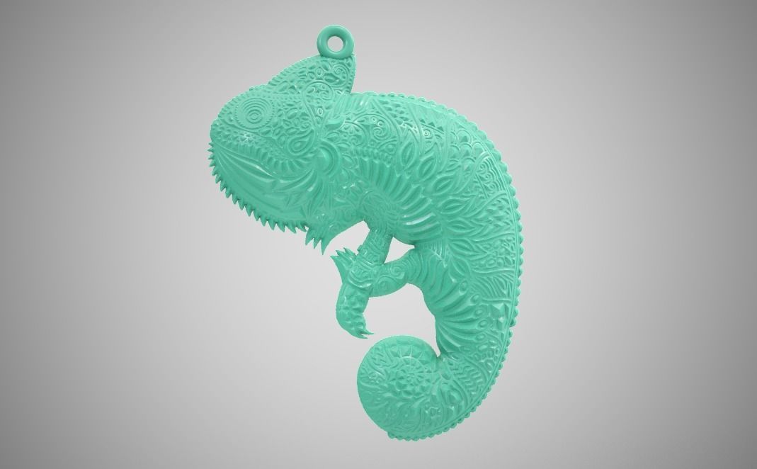 Chameleon Pendant 3D print model_5