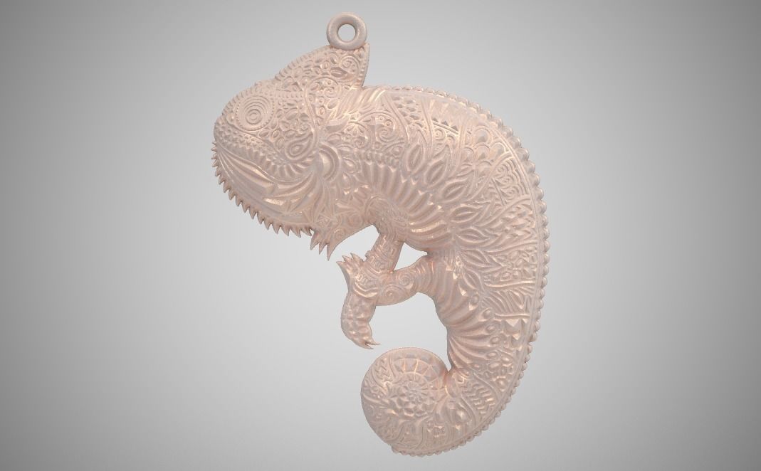 Chameleon Pendant 3D print model_1