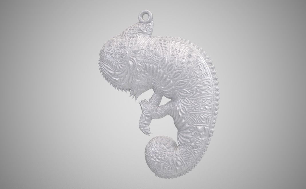 Chameleon Pendant 3D print model_3