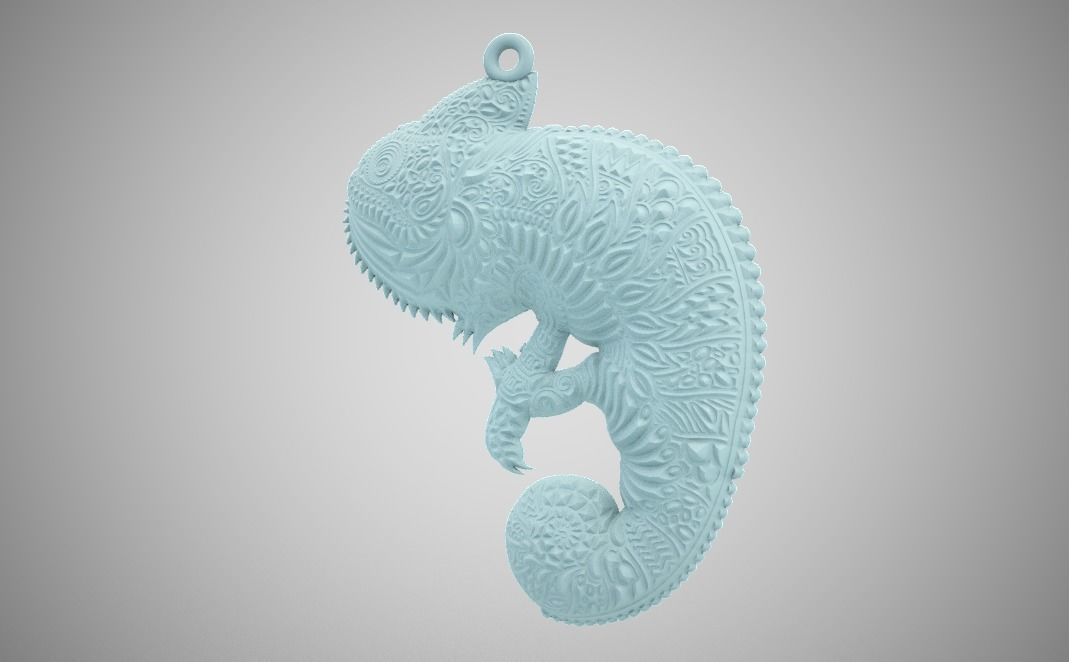 Chameleon Pendant 3D print model_2