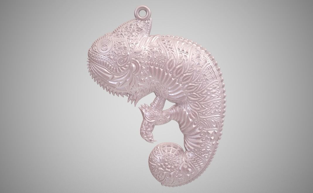 Chameleon Pendant 3D print model_4