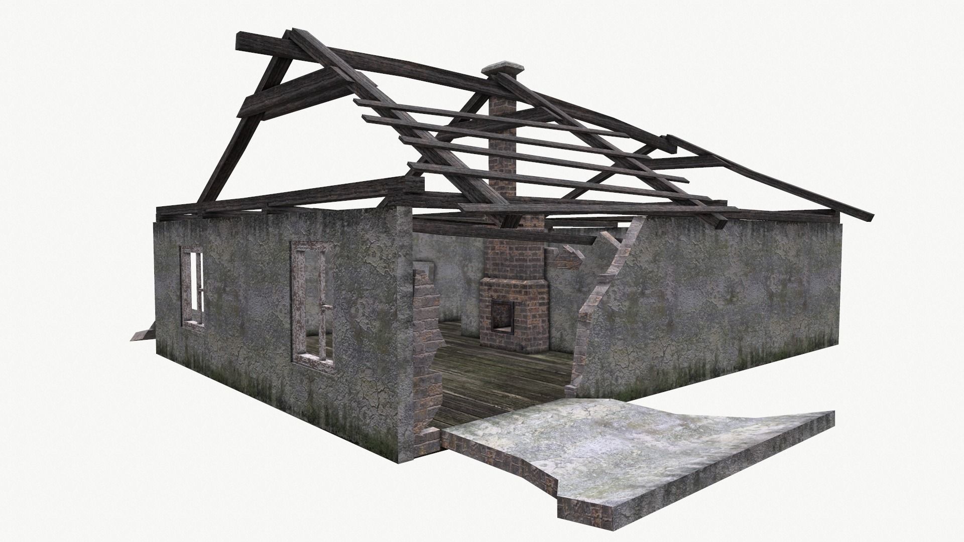 Old House 04 Low-poly 3D model_3