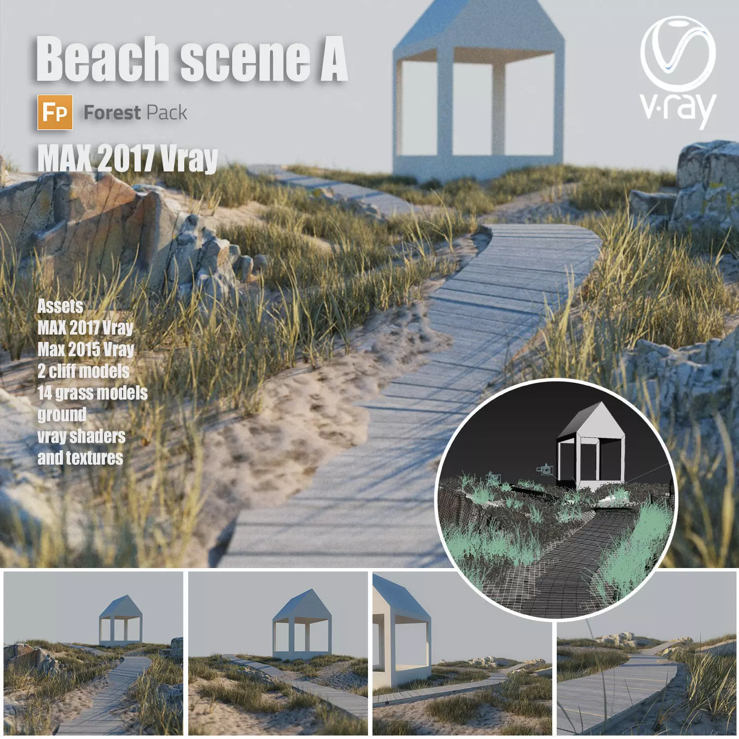 Beach scene A 3D model_0