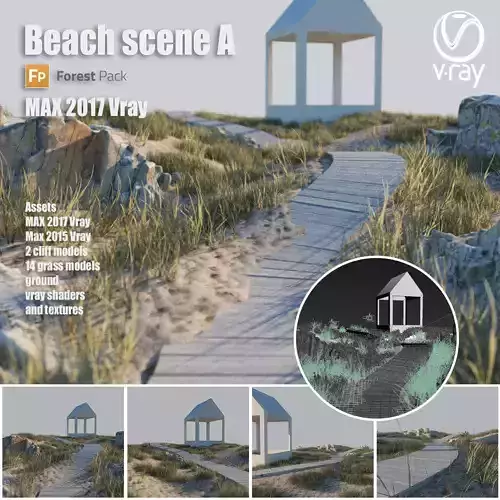 Beach scene A 3D model