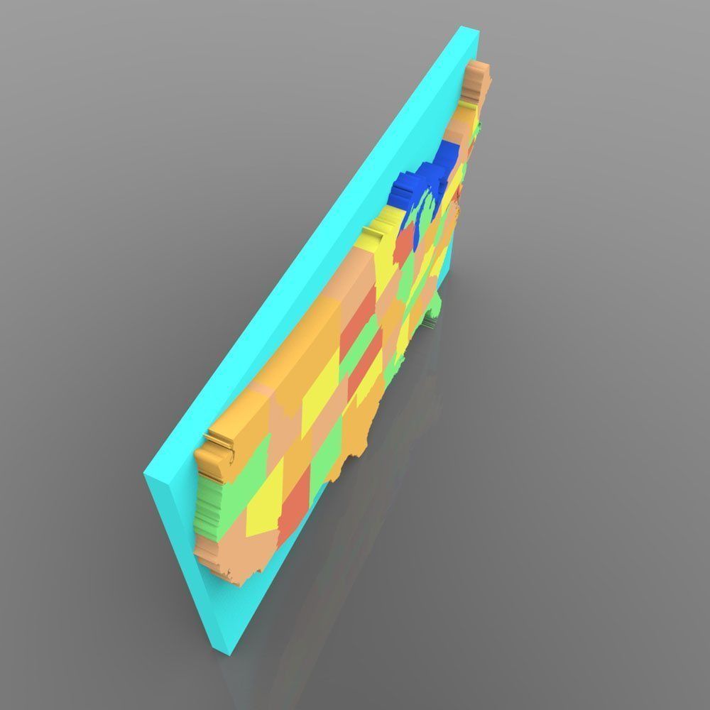 United States Continent Map 3D model_4