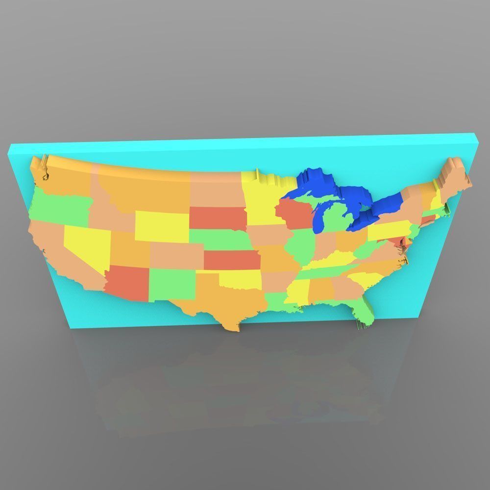 United States Continent Map 3D model_3