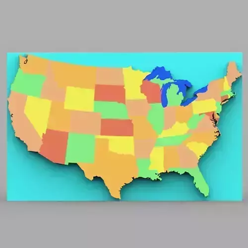 United States Continent Map 3D model