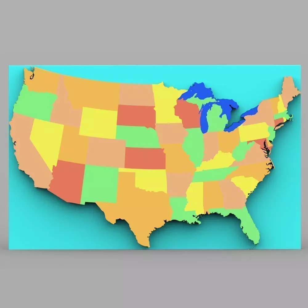 United States Continent Map 3D model_0