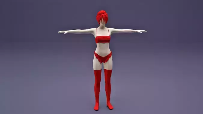 redhead woman with red underwear