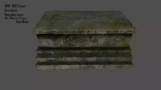 Tomb 2 stone bench Low-poly 3D model