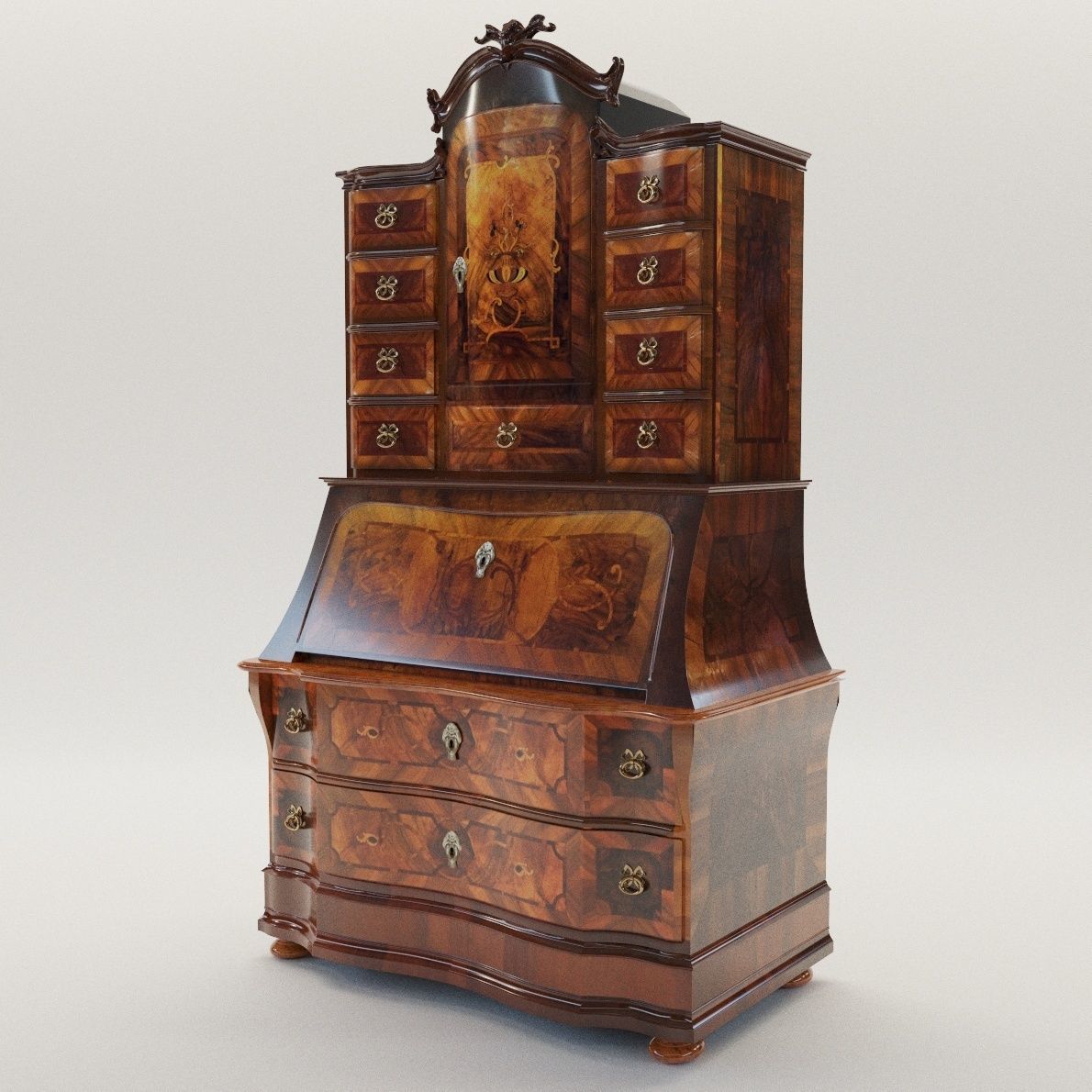 Baroque bureau cabinet - Germany - 18th century - Georg Britsch 3D model_1