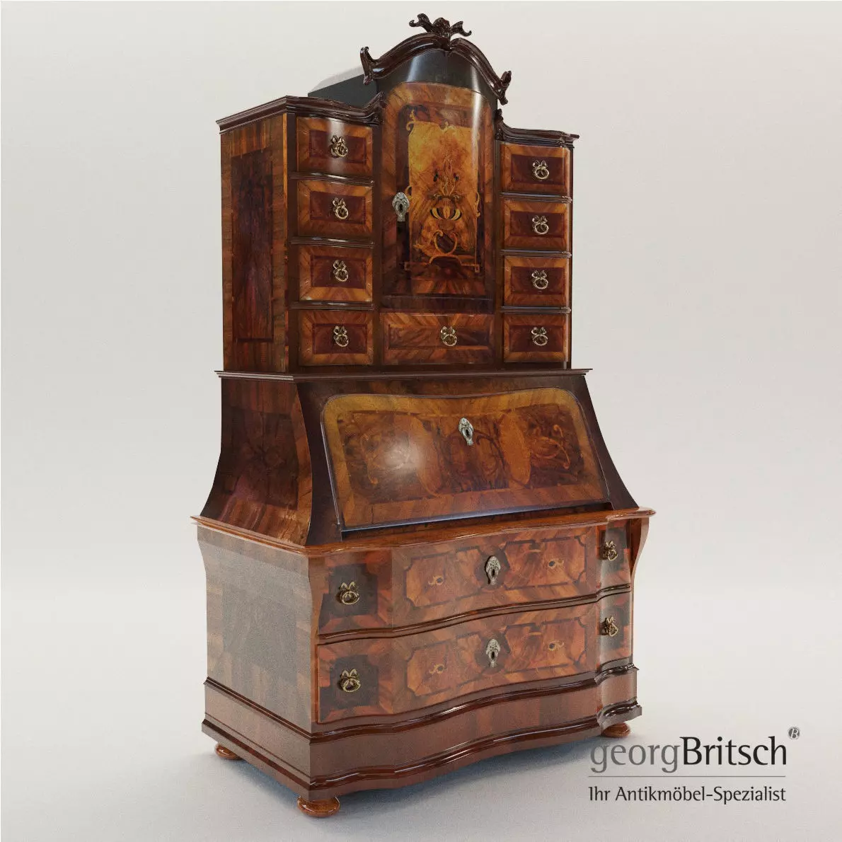 Baroque bureau cabinet - Germany - 18th century - Georg Britsch 3D model_0