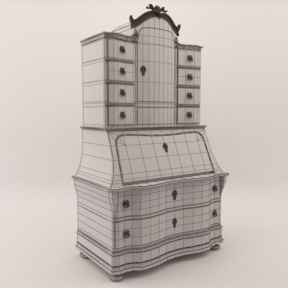 Baroque bureau cabinet - Germany - 18th century - Georg Britsch 3D model_2