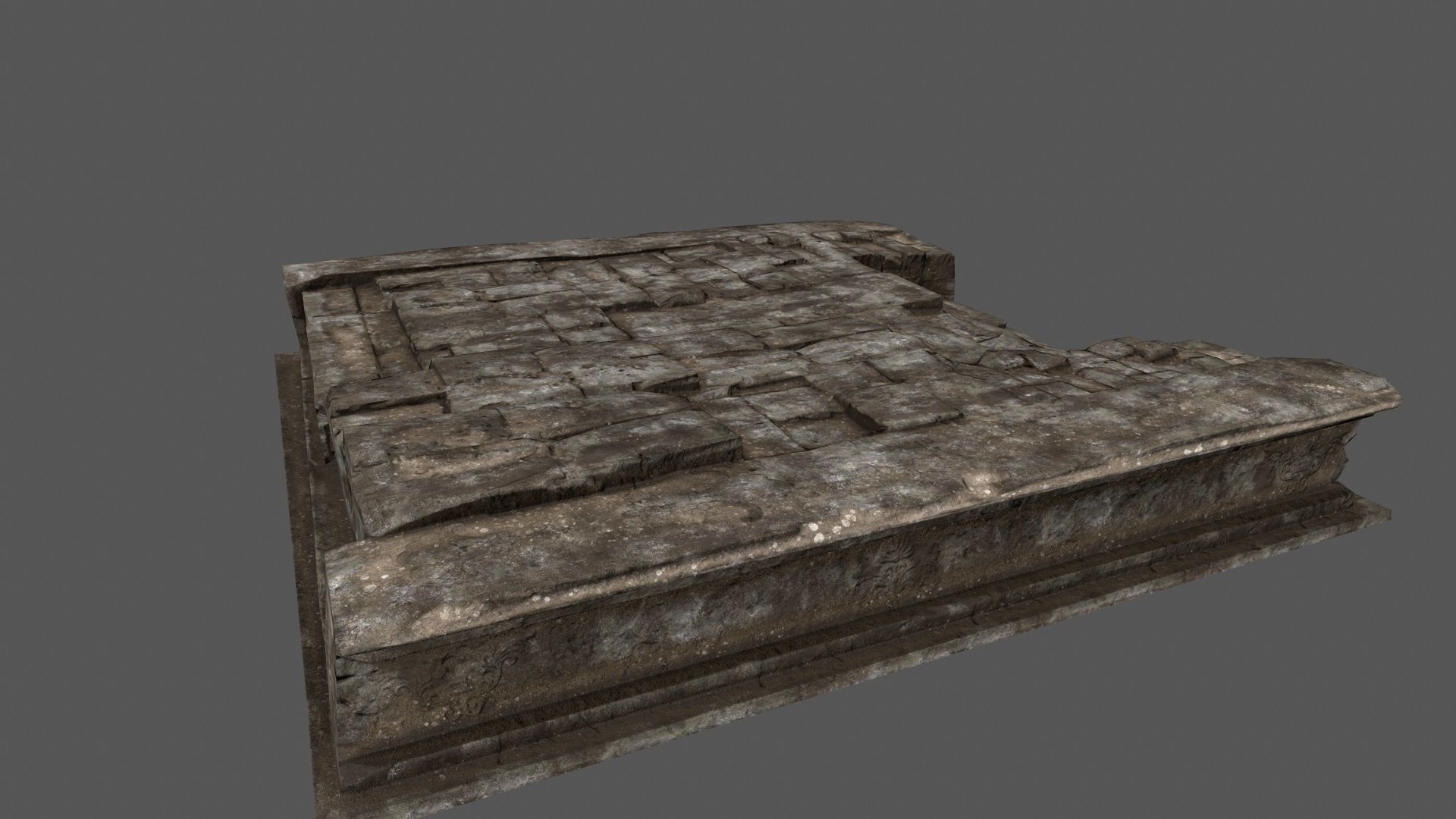 Stairs stone slab Low-poly 3D model_4