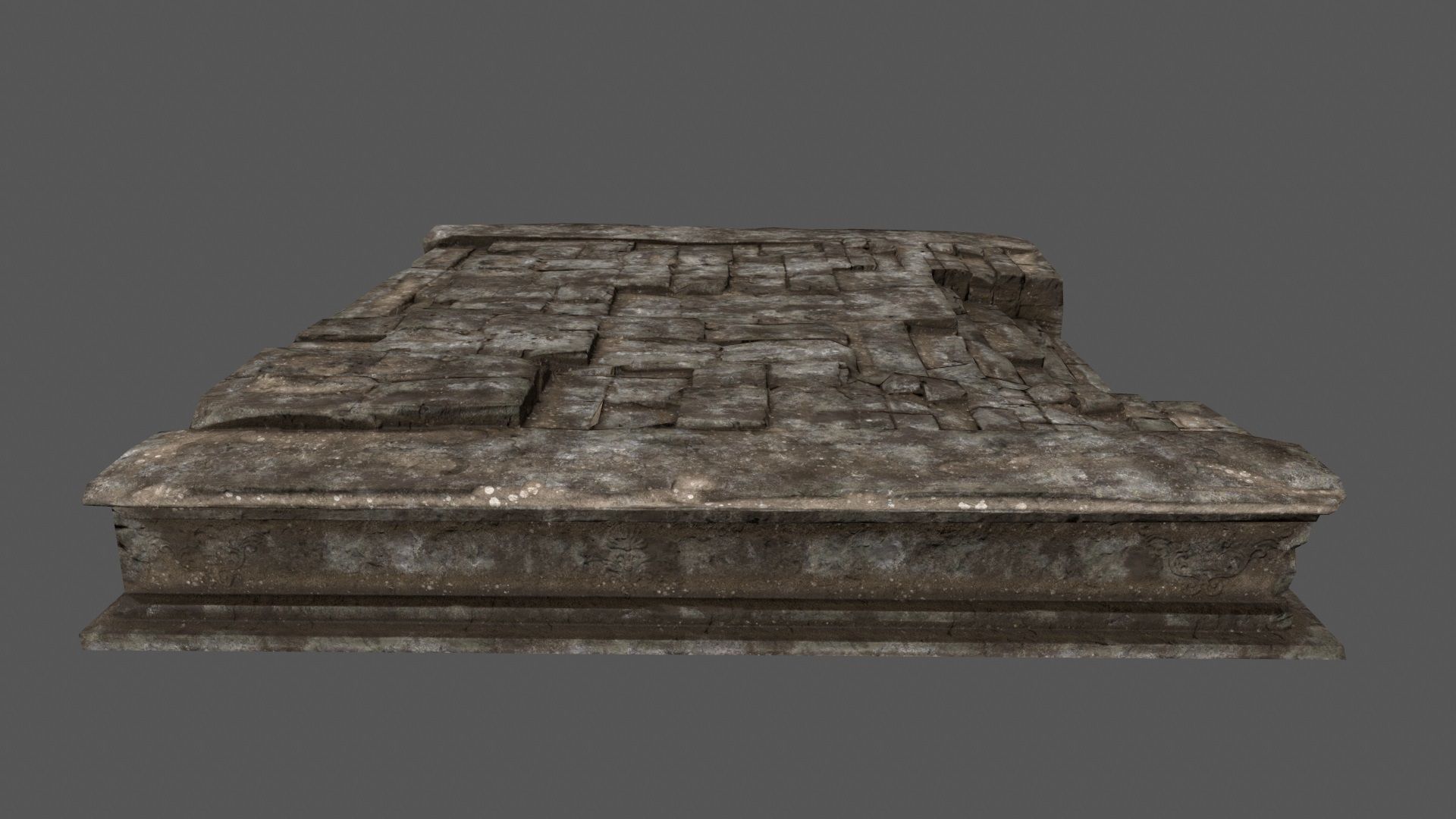 Stairs stone slab Low-poly 3D model_3