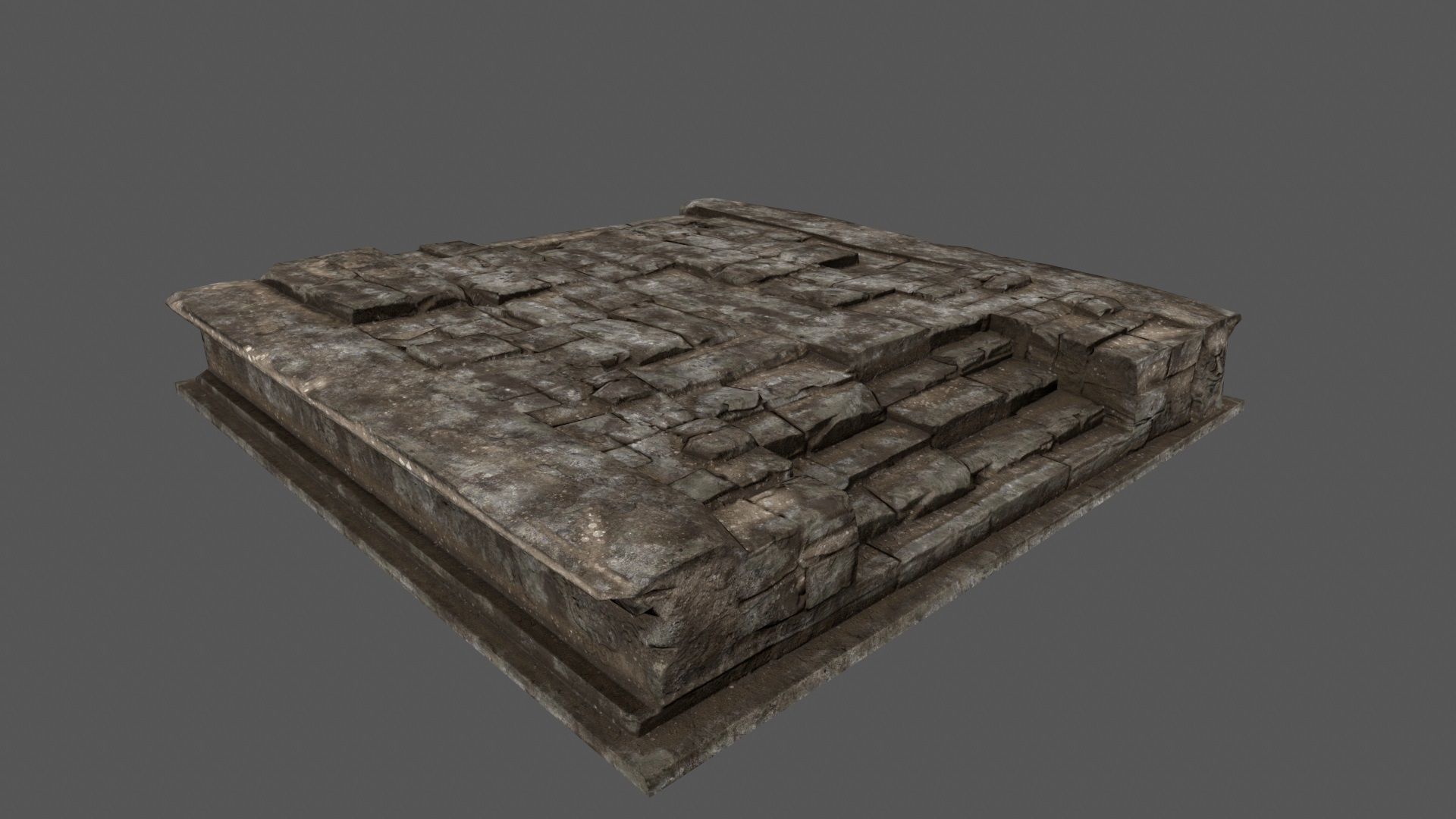 Stairs stone slab Low-poly 3D model_2