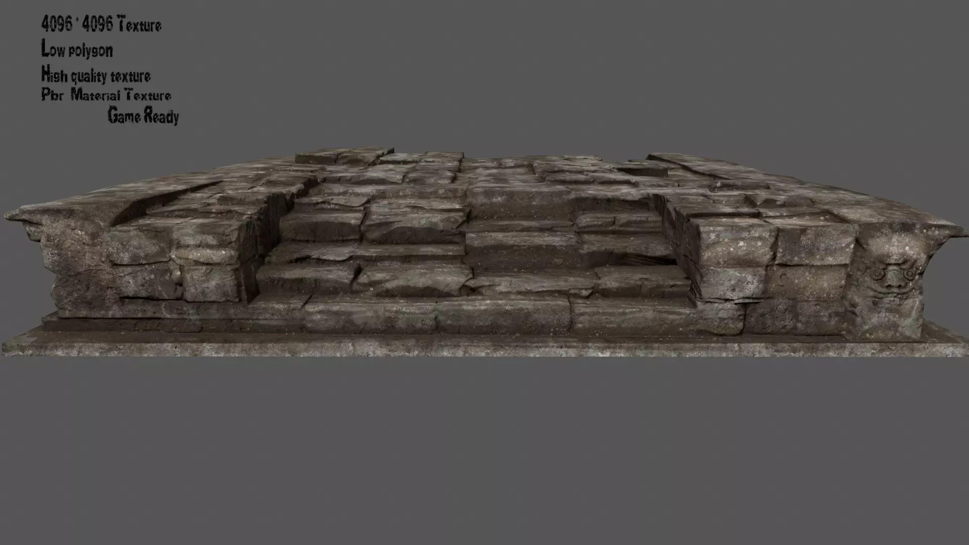 Stairs stone slab Low-poly 3D model_0