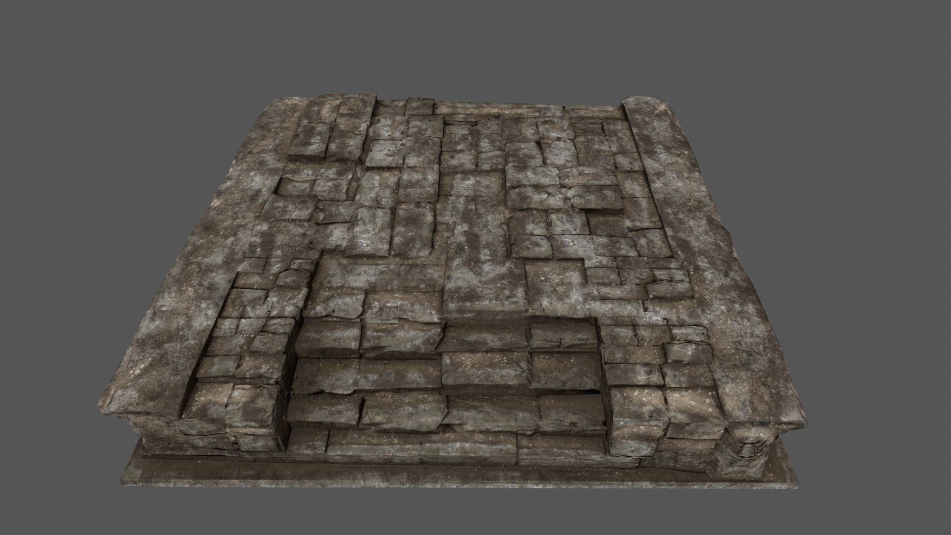 Stairs stone slab Low-poly 3D model_9